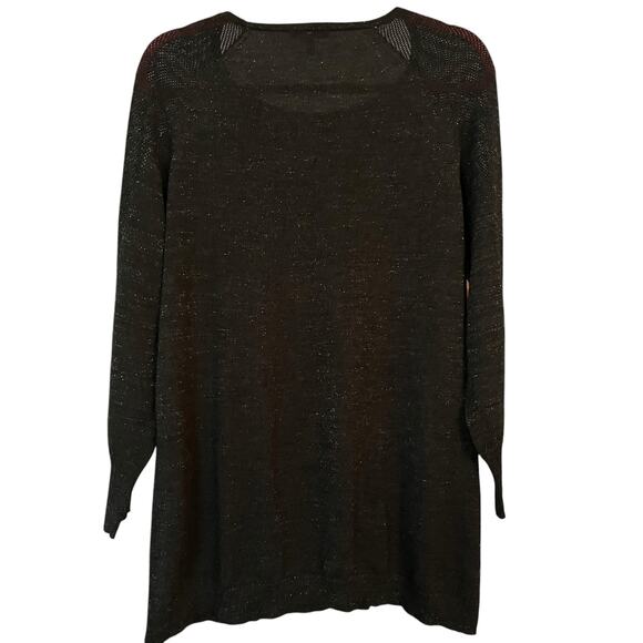 Eileen Fisher Black Metallic Sweater Light Knit PL Wool Blend Holidays Shimmery - Picture 5 of 13